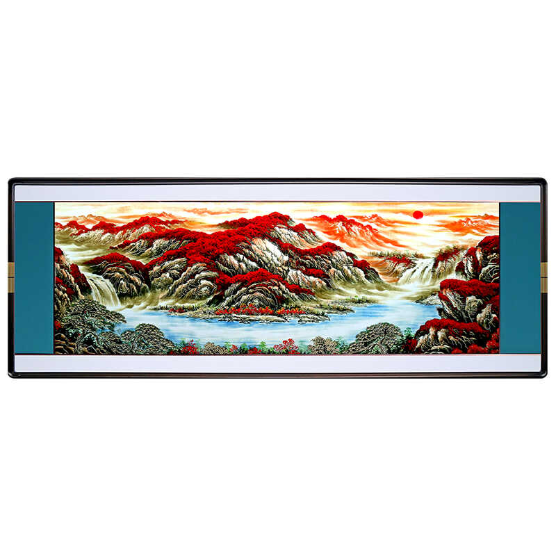 千里江山图新中式手工錾刻铜雕画客厅沙发背景墙山水国画书房挂画