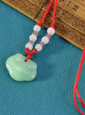 天然高冰透玛瑙祥云如意平安锁吊坠女款白月光玉髓项链毛衣锁骨链