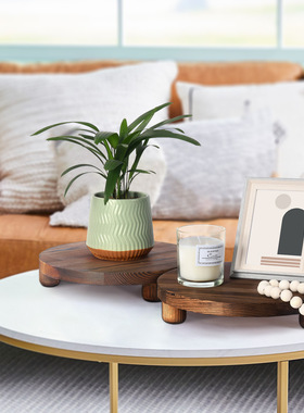 圆形花盆底座现货批发木质托盘植物凳创意室内香薰蜡烛摆件展示架