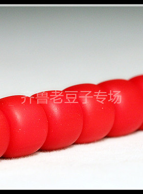 老琉璃珠子10*8mm朱砂红色手工竖纹带包浆小鼓形仿雪吧珠 配珠