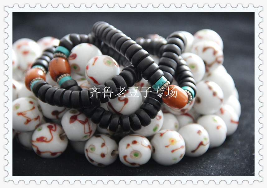 老琉璃珠子古法手工20毫米白玛瑙凤眼琉璃珠子老凤眼料珠配珠 - 图2