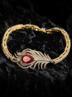 古宫廷风羽毛吊坠时尚项链 925银针个性夸张耳环网红优雅戒指手链