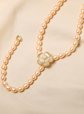 气质高级淡水珍珠时尚花朵项链