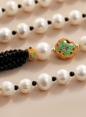 淡水珍珠复古流苏挂件短款时尚项链高级感衣服配饰毛衣链锁骨链女