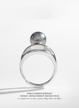 925银大溪地海水珍珠戒指开口