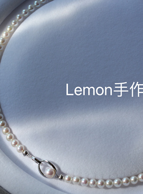 5-6mm天然淡水珍珠项链925银锁骨链全珠链颈饰正圆强光