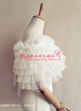 新款一字领披肩多层荷叶边洛丽塔公主风抹胸礼服配饰主持拍写真
