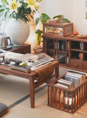 收纳桌面白驹谷实木禅意