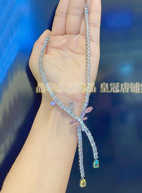 奥地利高级感多彩水晶项链女