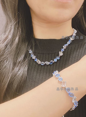 奥地利水晶女蓝色高级感项链