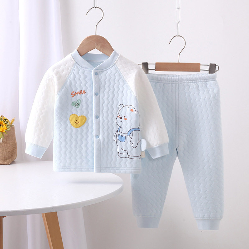 无骨卡通风婴幼儿加厚保暖内衣套装男女宝宝秋冬三层夹棉秋衣秋裤,淘宝优惠券,粉丝福利购,淘宝优惠卷