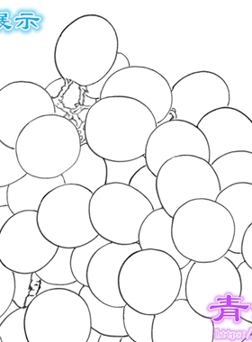 K7工笔画底稿白描画稿果蔬国画临摹线描稿斗方西瓜葡萄佛手胡桃