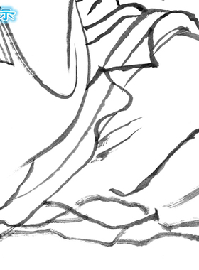 写意画白描底稿钟馗条幅神仙