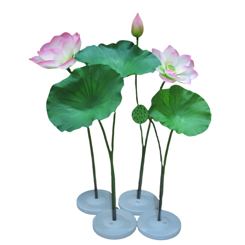 仿真带杆荷叶莲叶荷花PVC软胶可水洗舞台表演道具 水池造景装饰花 - 图3