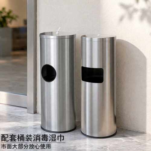 不锈钢抽湿巾桶立式抽纸分配器大堂电梯口健身房消毒擦手湿纸巾桶 - 图0