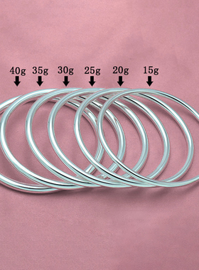 正品银手镯女9999纯银年轻款简约送妈妈实心足银镯子男女情侣手环