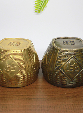 黄铜家居风水招财摆件年年有余粮仓米缸铜缸古铜五谷杂粮财神供奉