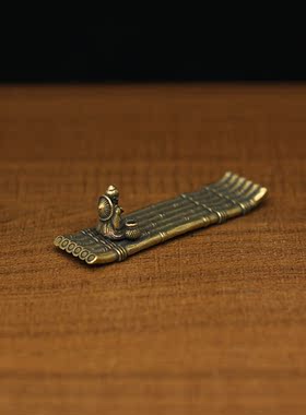 复古黄铜渔夫竹筏香插香座装饰品