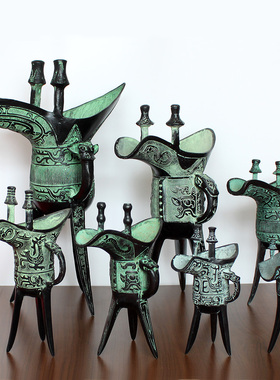 酒杯父辛爵影视道具仿古青铜器