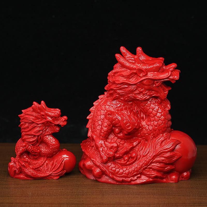 天然朱砂12生肖龙摆件房屋东方缺角龙形工艺品青龙装饰品房子补角 - 图2