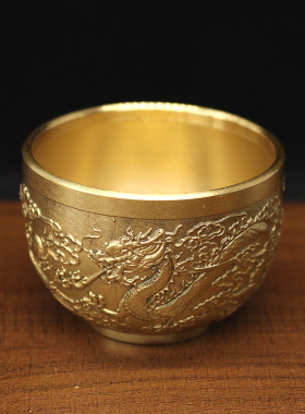 纯铜黄铜龙凤呈祥酒杯中式婚礼现场交杯酒杯子复古风餐具酒柜装饰