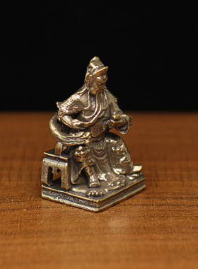 中式黄铜夜读春秋关公装饰品摆件