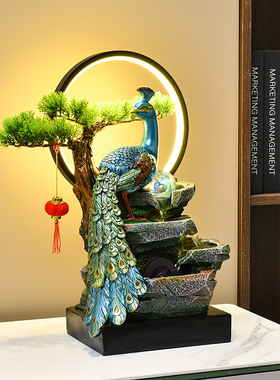 孔雀风水轮桌面摆件开业乔迁