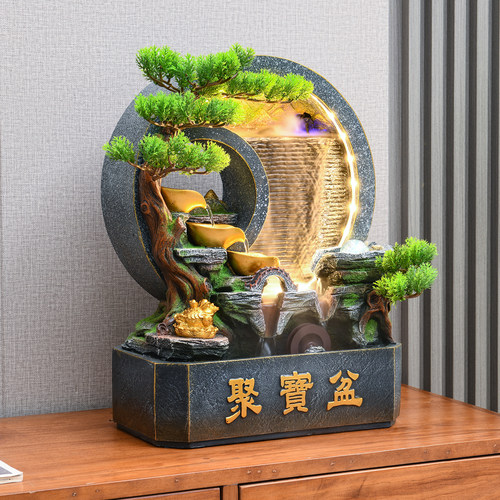 假山流水生财摆件循环水景办公室客厅玄关风水轮桌面摆件开业乔迁 - 图2