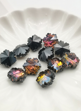 精品14mm卡14雪花直孔通孔异形水晶珠手工DIY手链包链手机链散珠