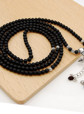 天然黑玛瑙佛珠手链女款