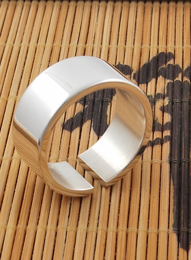 加厚开口纯银戒指男女饰品足银