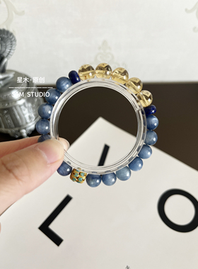 星木原创｜天然巴西黄水晶蓝晶石手串招财新中式五行水土订制手链