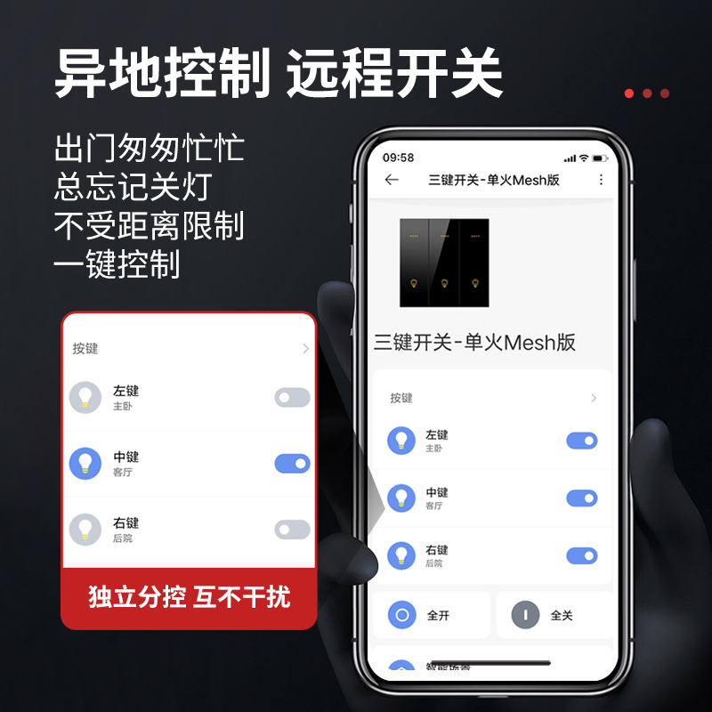 接入米家双控MESH单火线开关灯模块智能手机远程小爱同学语音控制 - 图0