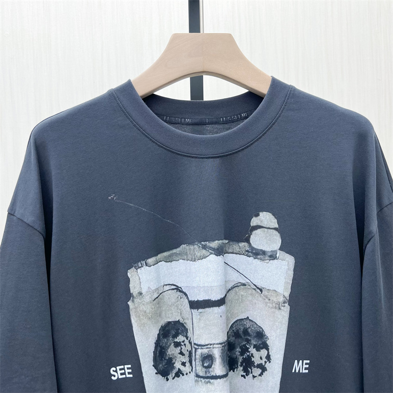 S●2025冬季新品 宽松印花假两件拼接网纱T恤女时尚百搭上衣055 - 图1