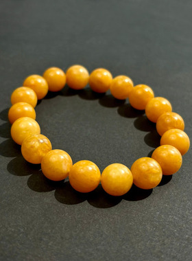 天然黄玉手链 老黄玉手串 缅甸黄玉石手链 男女款