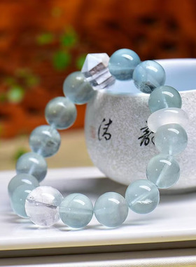 天然蓝萤石单圈手串 蓝萤石手链 萤石男女款手串蓝色饰品礼物