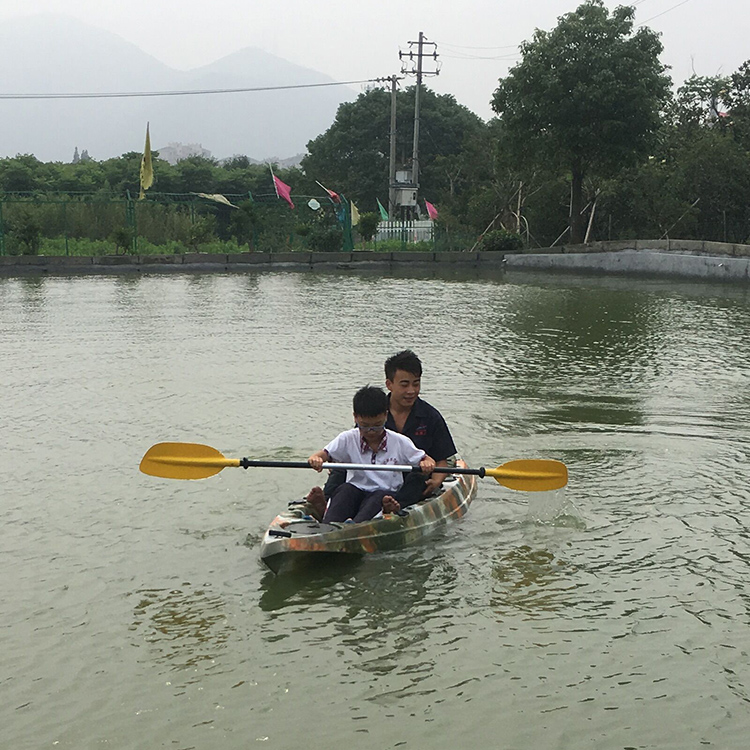 皮划艇2人休闲漂流艇滚塑船硬艇划桨亲子艇1成人+1儿童座2人划艇 - 图3