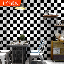 Clothing Store Wall Paper Advanced Senses Special Black And White Square Grid Square Mesh Red Womens Hair Salon Hair Salon Hair Salon Wallpaper