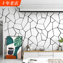 Black and white square grid wall paper geometric line pattern living room bedroom method vinovened advanced senses light and luxurious background wallpaper