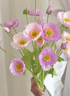 HEDU仿真花逼真客厅结婚花束高级虞美人场景布置家居装饰插花假花