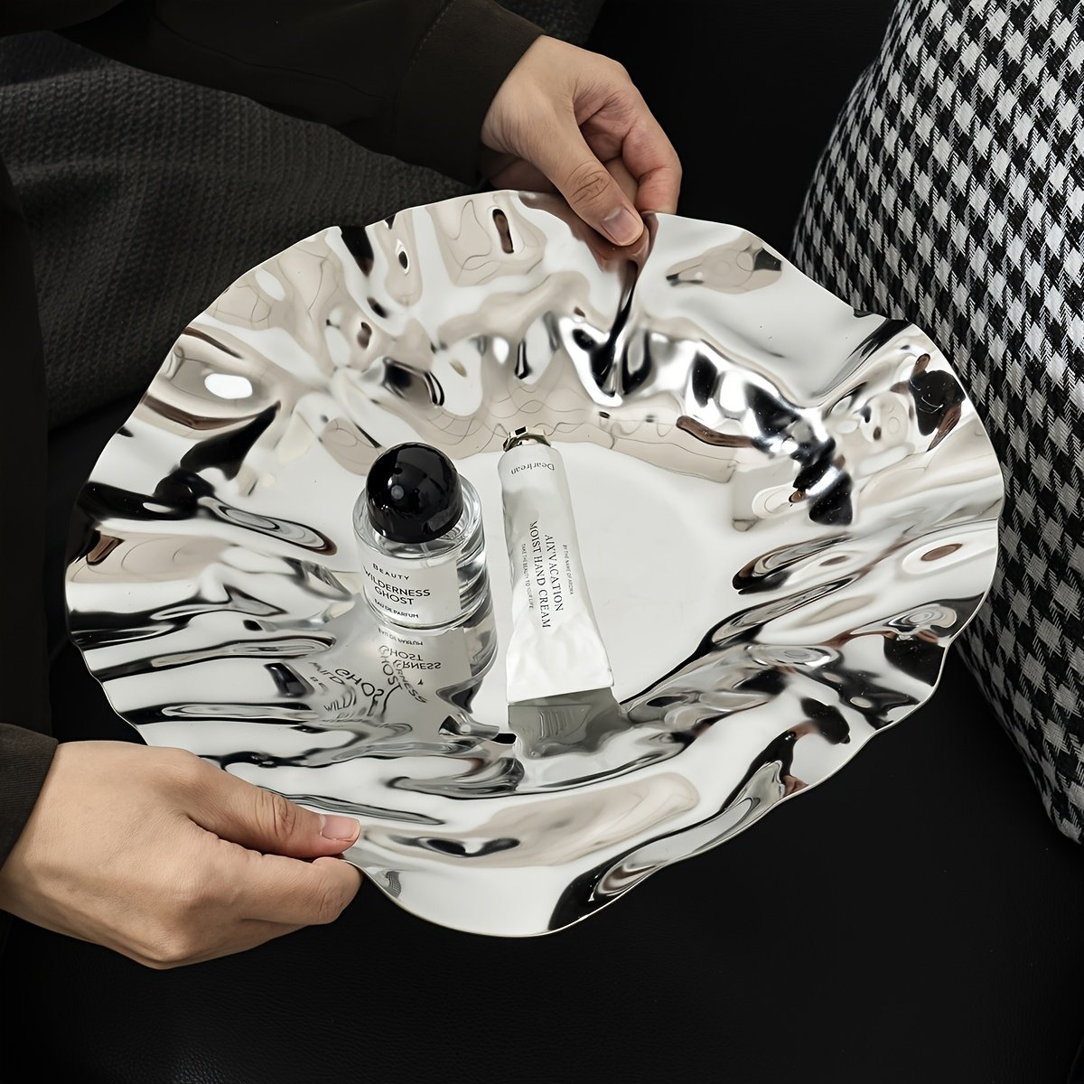 HEDU中古vintage不规则304不锈钢水果盘果盆褶皱果篮果盘客厅茶几,淘宝优惠券,粉丝福利购,淘宝优惠卷