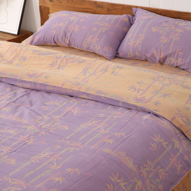 Shopping mall cabinet with double layer yarn ethnic style four-piece set full cotton pure cotton quilt cover bed sheet three-piece set four-season bedding set