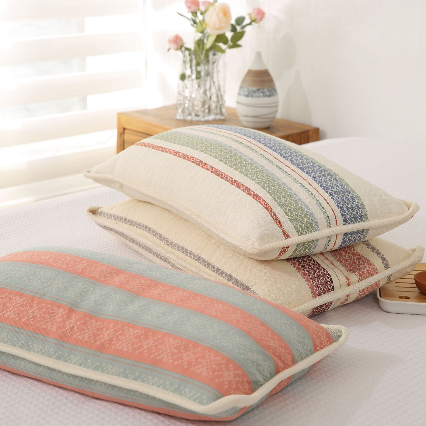 清库存老粗布荞麦壳枕头纯棉色织提花凉席枕套家用宿舍单人枕头,淘宝优惠券,粉丝福利购,淘宝优惠卷