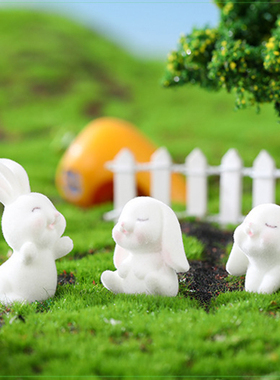 植绒兔子树脂公仔儿童过家家玩具