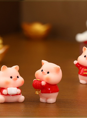 红衣喜庆公仔树脂摆件微景观装扮