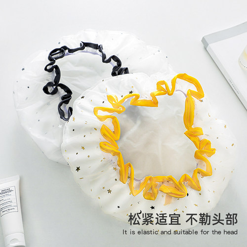 浴帽成人女防水洗澡帽双层加厚加大可爱沐浴帽焗油护理厨房头发罩 - 图0