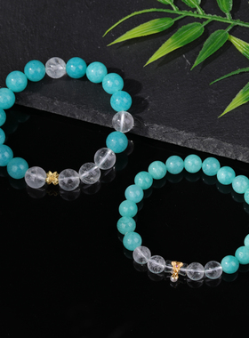 天然天河石四叶草小蛮腰手串原创