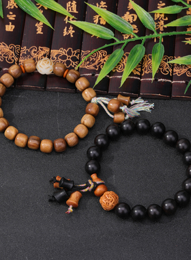 黑檀绿檀木质文玩手串男女简约