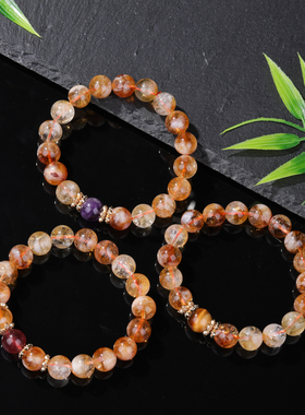 天然5A黄塔晶紫水晶草莓晶手串