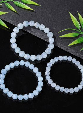 天然海蓝宝手串显肤白手链